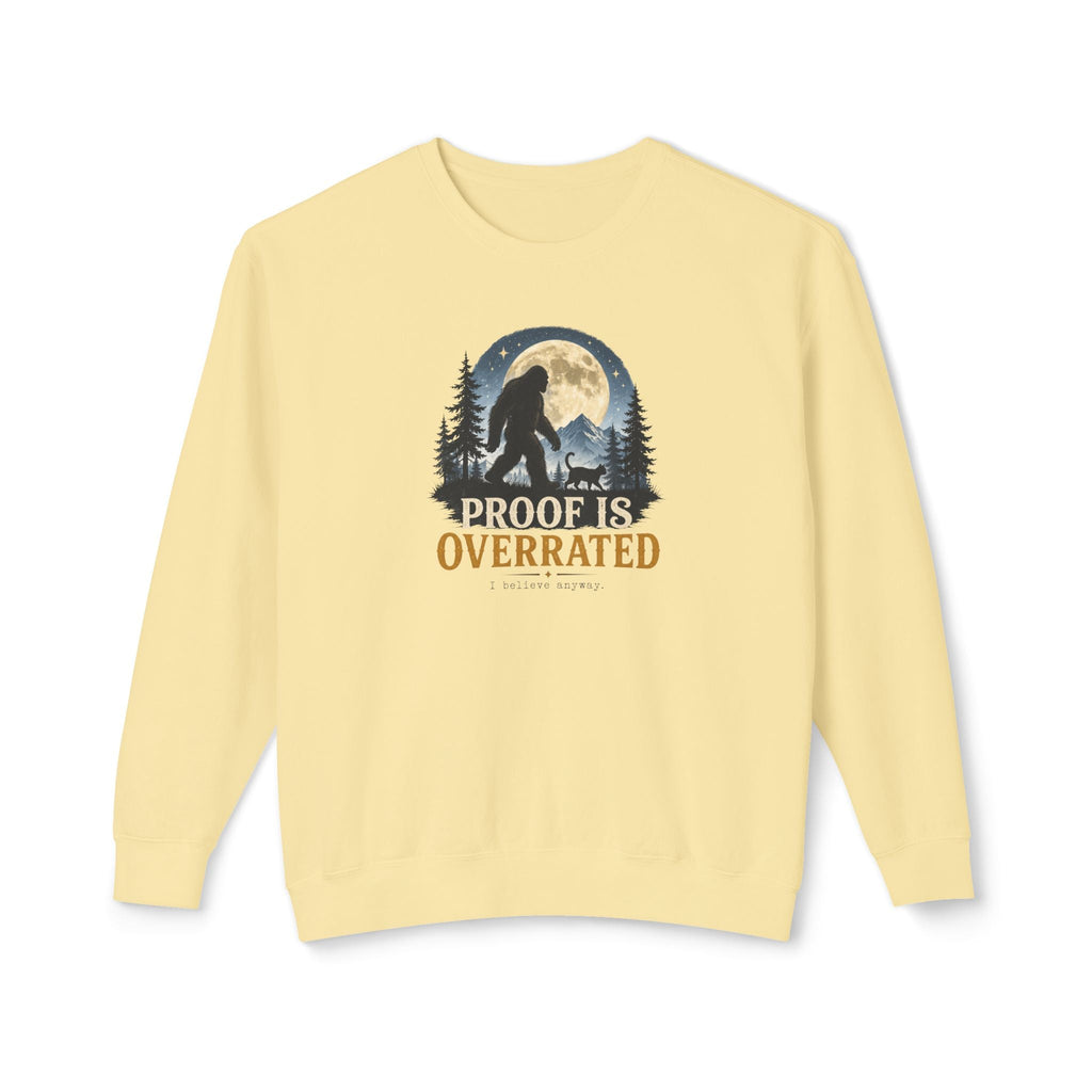 Proof Is Overrated Sasquatch & Cat Crewneck Sweatshirt - Clothing, Unisex, Sweatshirts - EpiAl's Shop