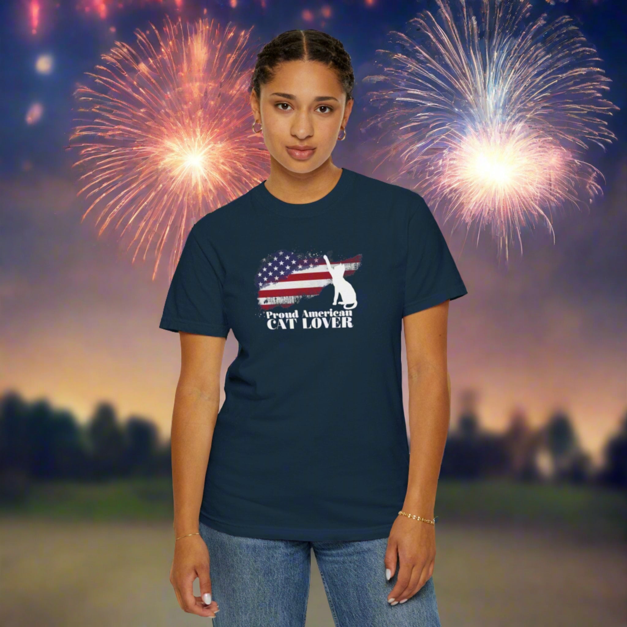 Proud American Cat Lover Unisex Garment-Dyed T-shirt - EpiAl's Shop