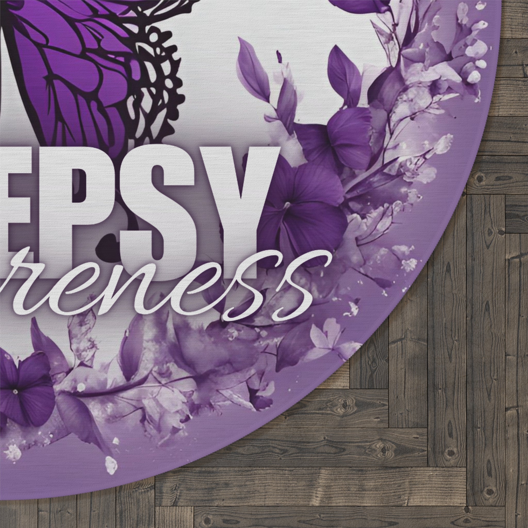 Purple Butterfly Epilepsy Awareness Round Rug - Decor, Home, Rugs & Doormats - EpiAl's Shop