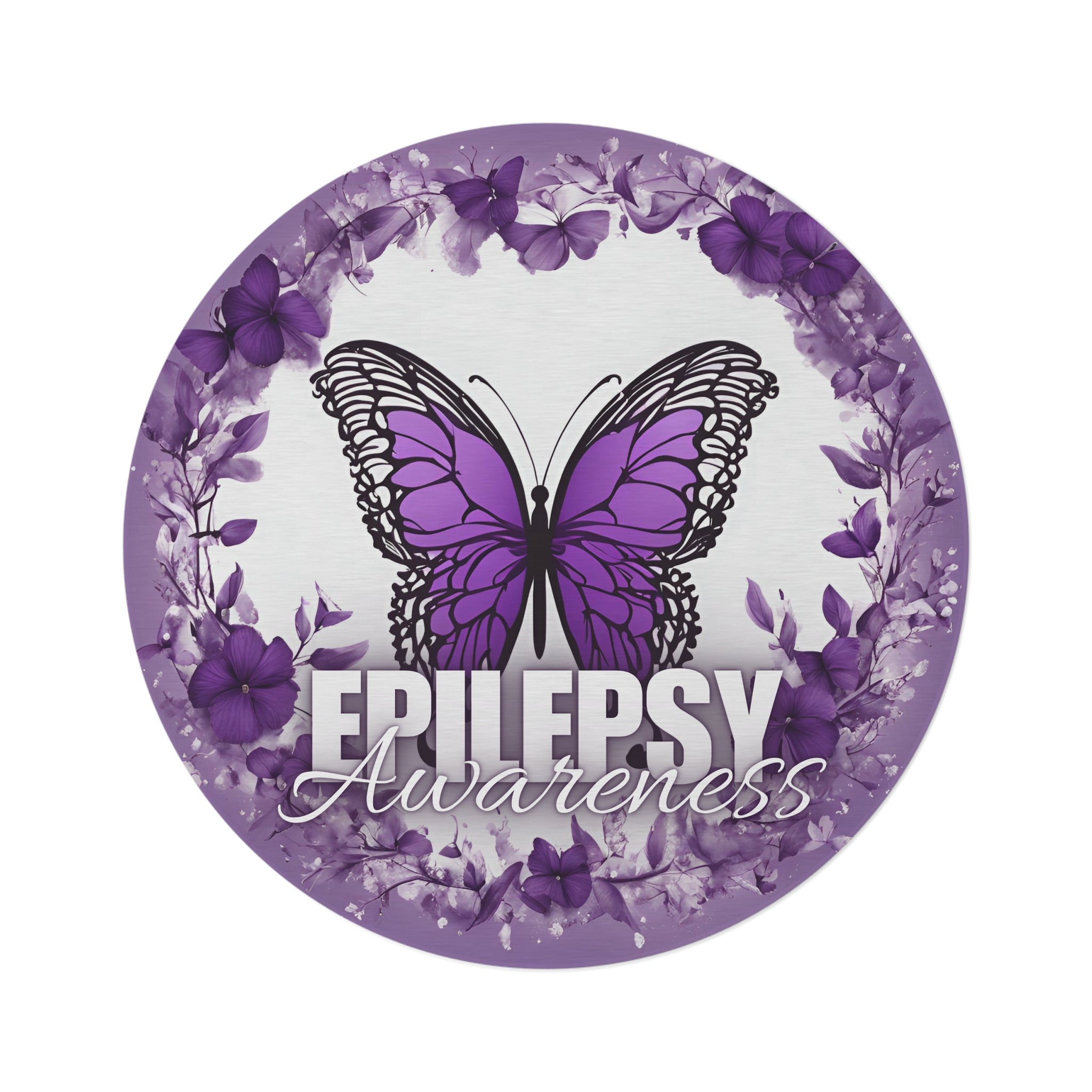 Purple Butterfly Epilepsy Awareness Round Rug - Decor, Home, Rugs & Doormats - EpiAl's Shop