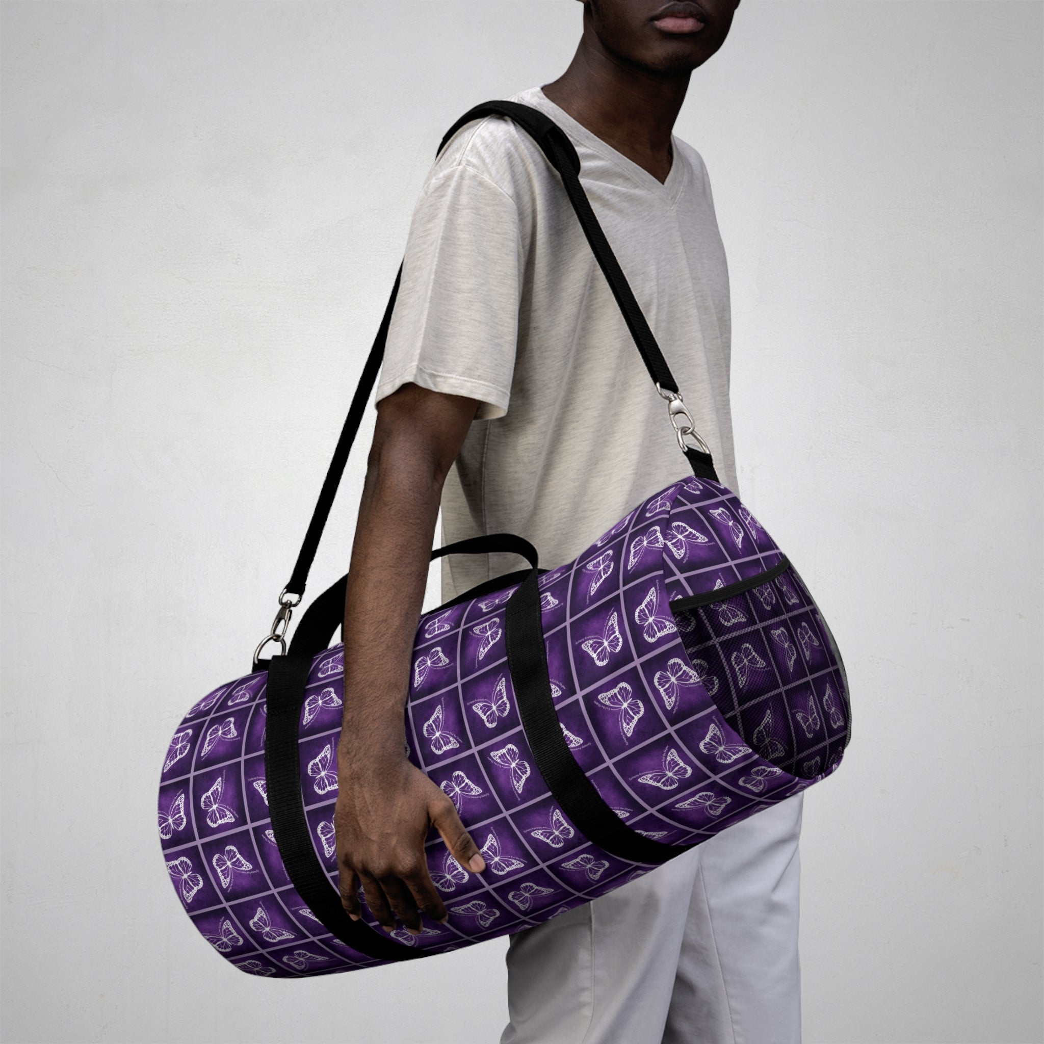 Purple Butterfly Pattern Duffel Bag - Bags, Duffel - EpiAl's Shop