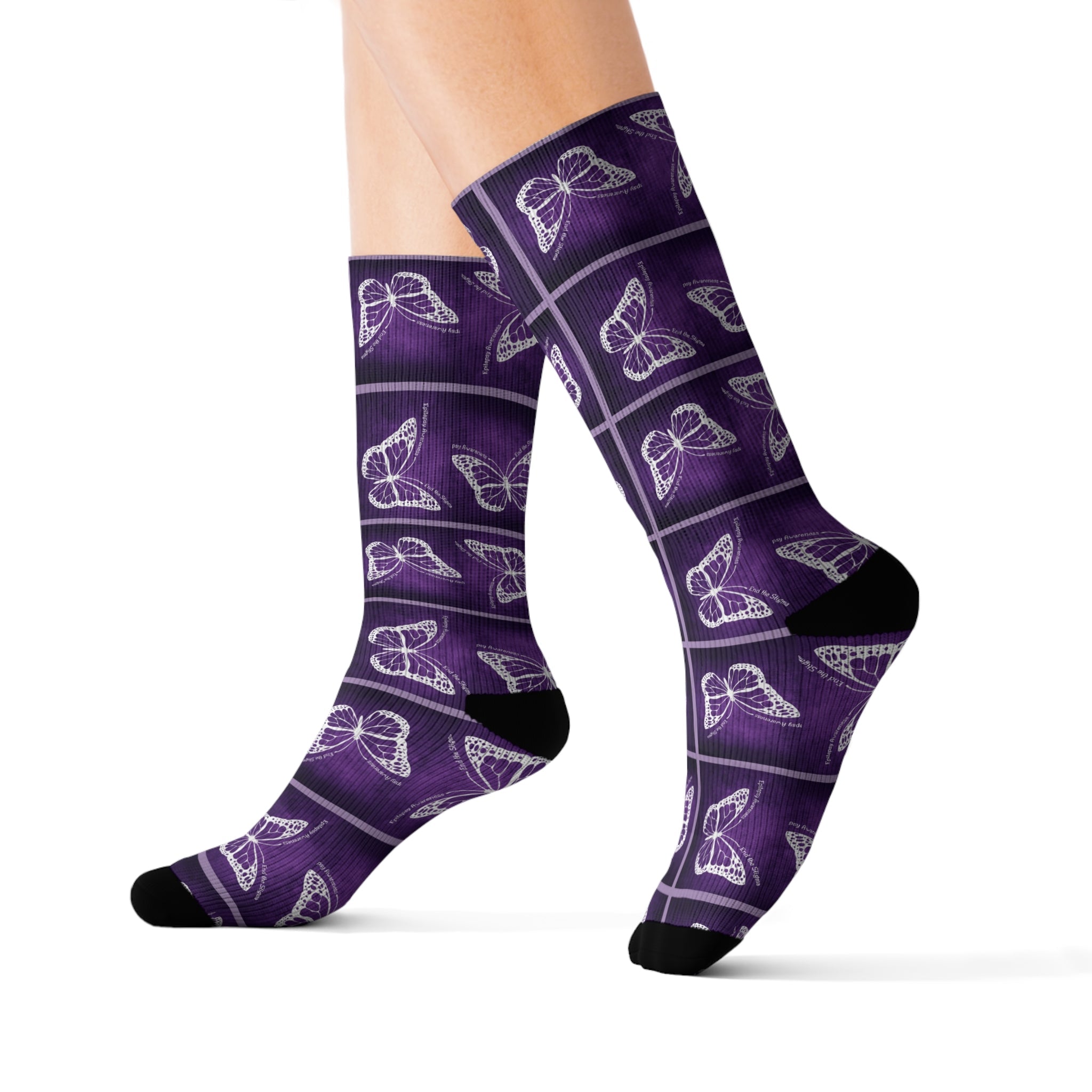 Purple Butterfly Pattern Sublimation Socks - Clothing, Socks - EpiAl's Shop