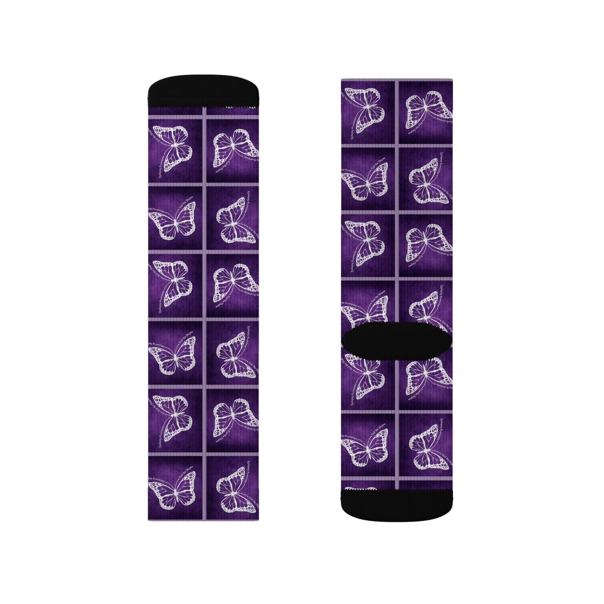 Purple Butterfly Pattern Sublimation Socks - Clothing, Socks - EpiAl's Shop