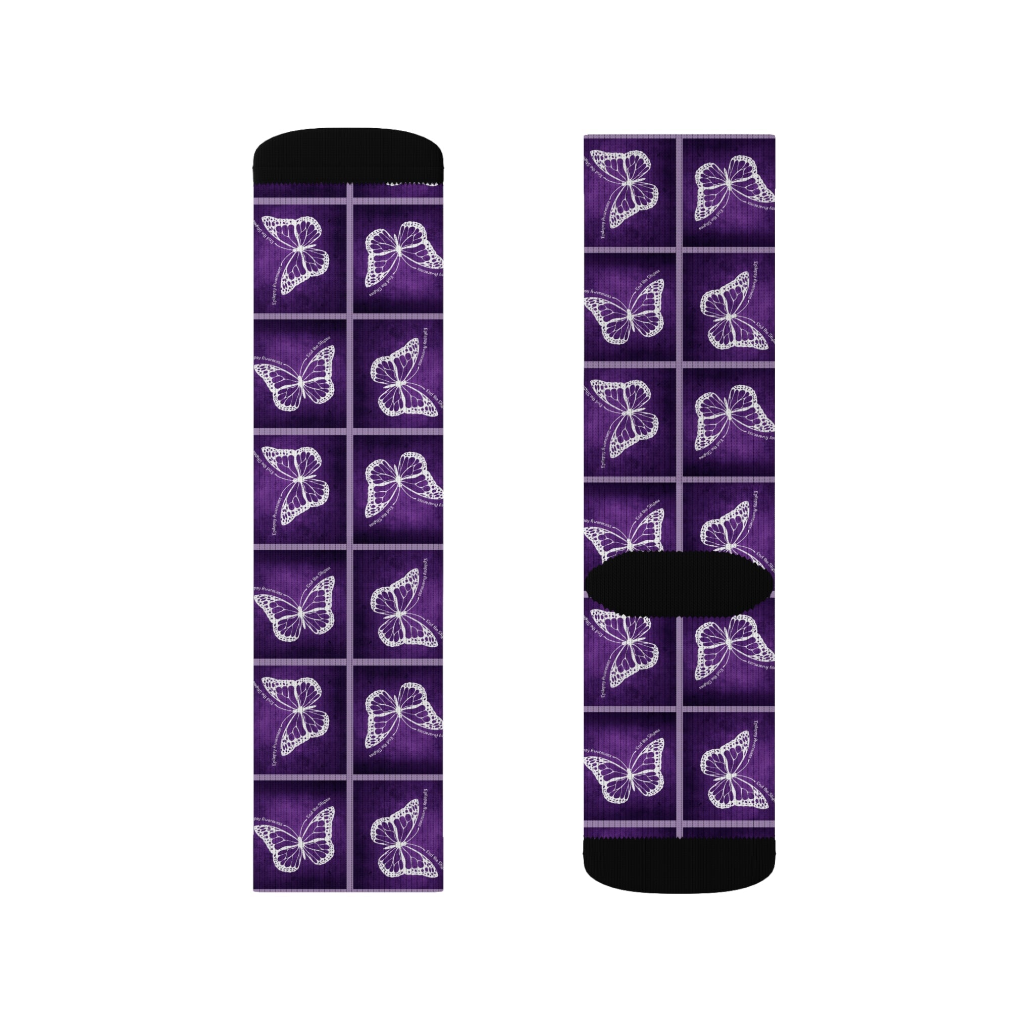 Purple Butterfly Pattern Sublimation Socks - Clothing, Socks - EpiAl's Shop