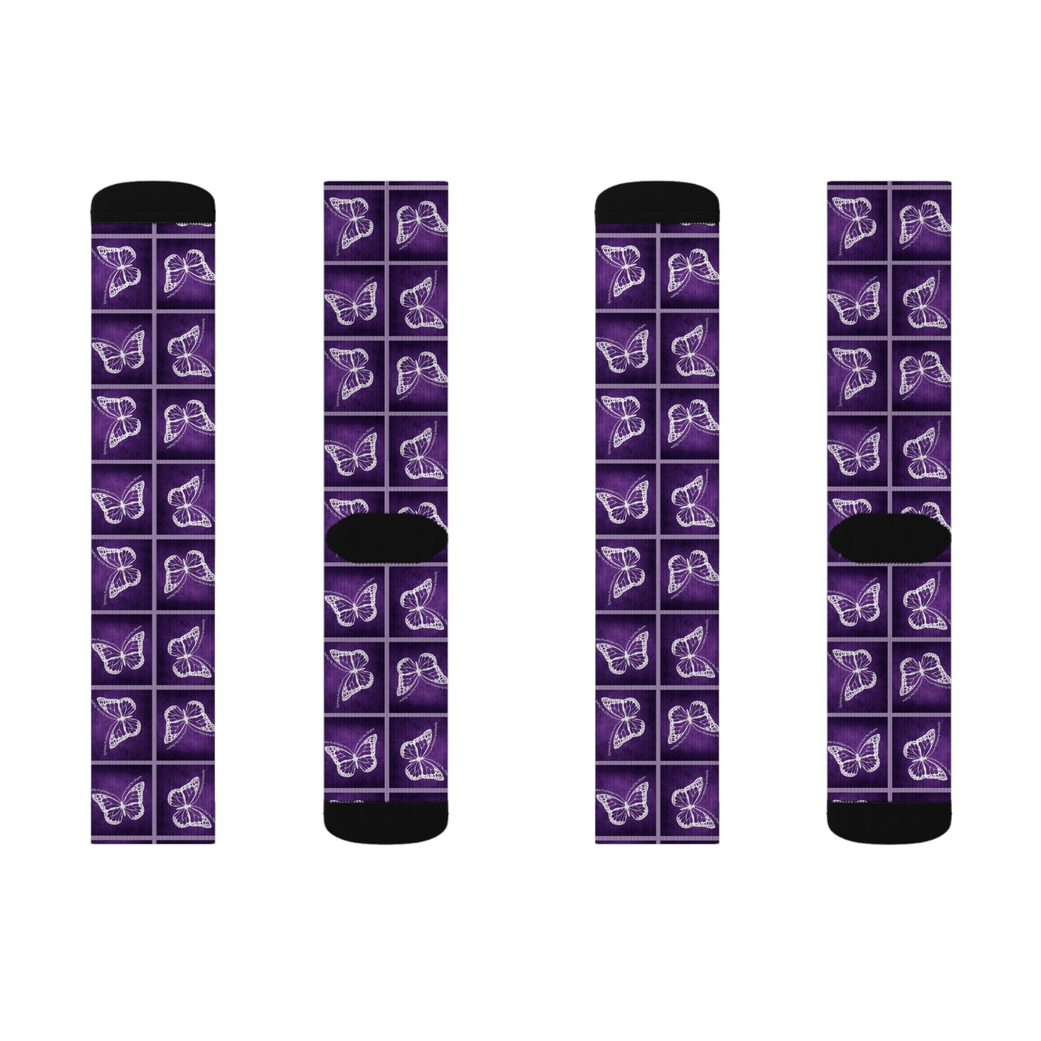 Purple Butterfly Pattern Sublimation Socks - Clothing, Socks - EpiAl's Shop