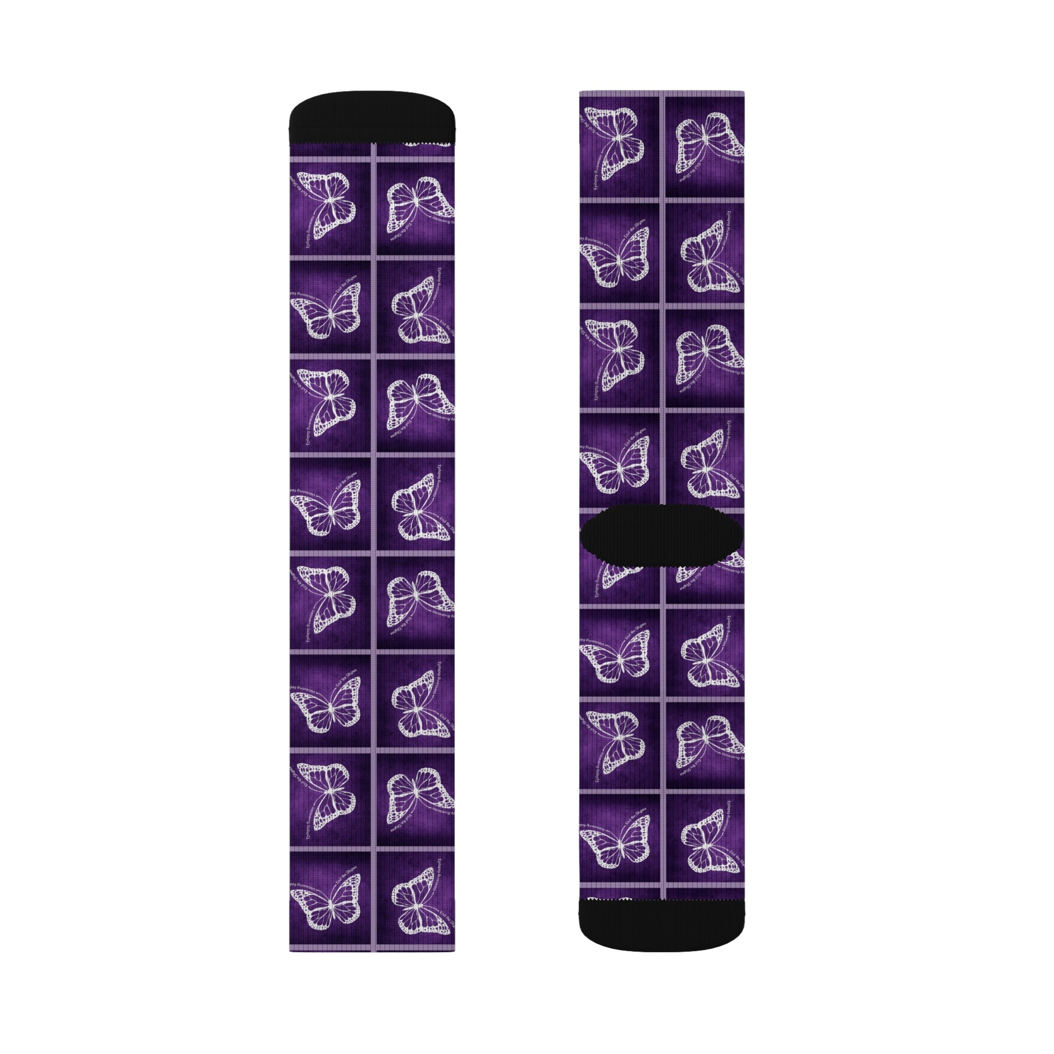 Purple Butterfly Pattern Sublimation Socks - Clothing, Socks - EpiAl's Shop