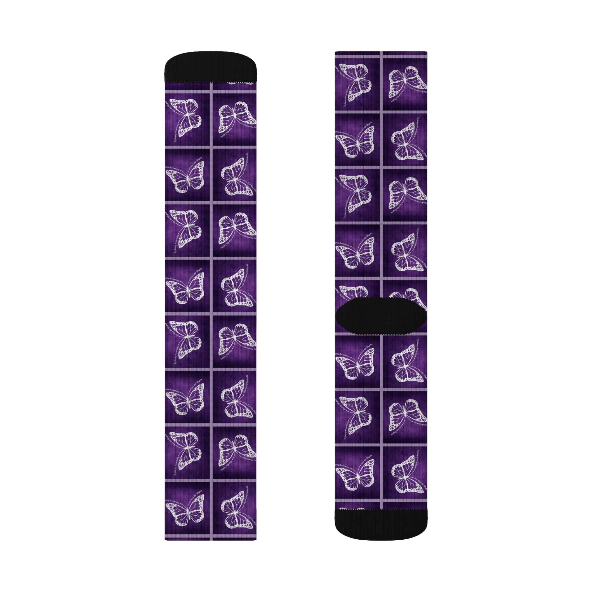 Purple Butterfly Pattern Sublimation Socks - Clothing, Socks - EpiAl's Shop