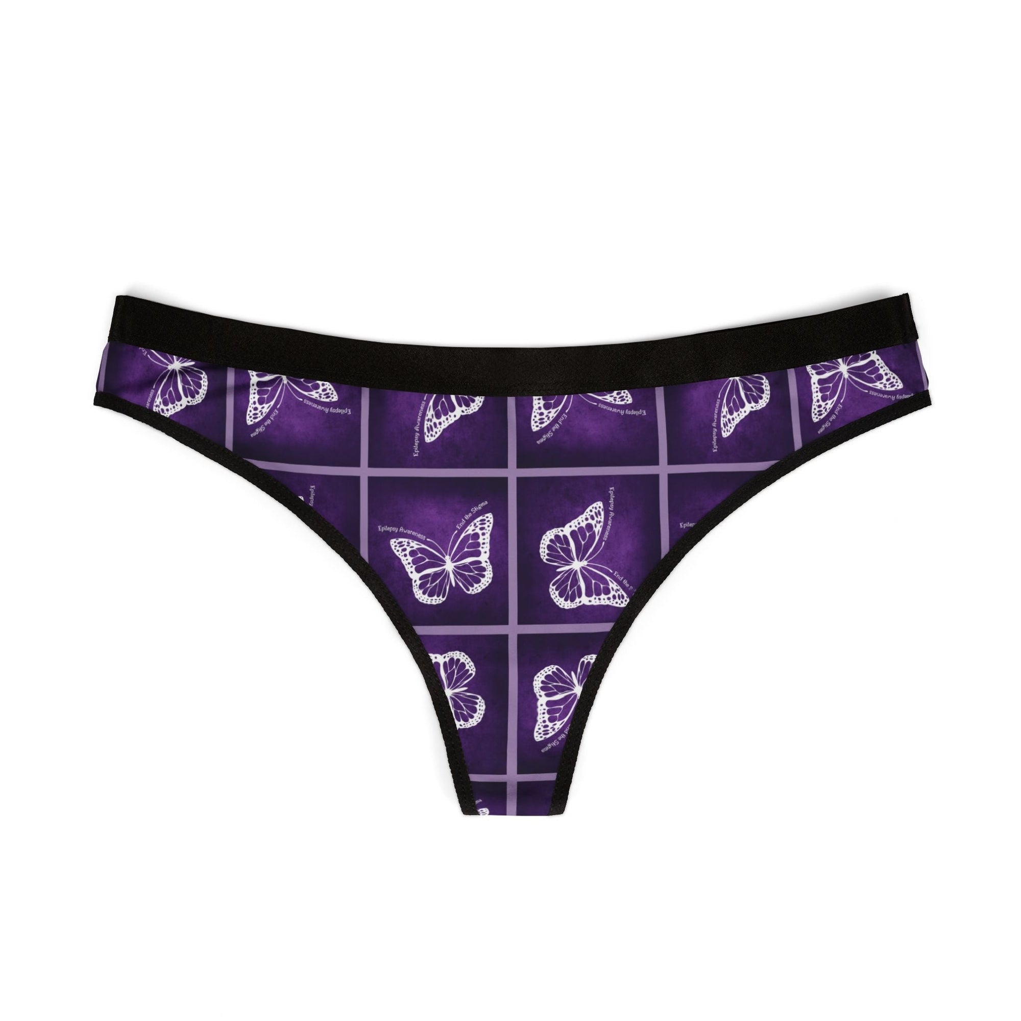 Purple Butterfly Print Women's Thongs - Epilepsy Awareness - Clothing, Underwear - EpiAl's Shop
