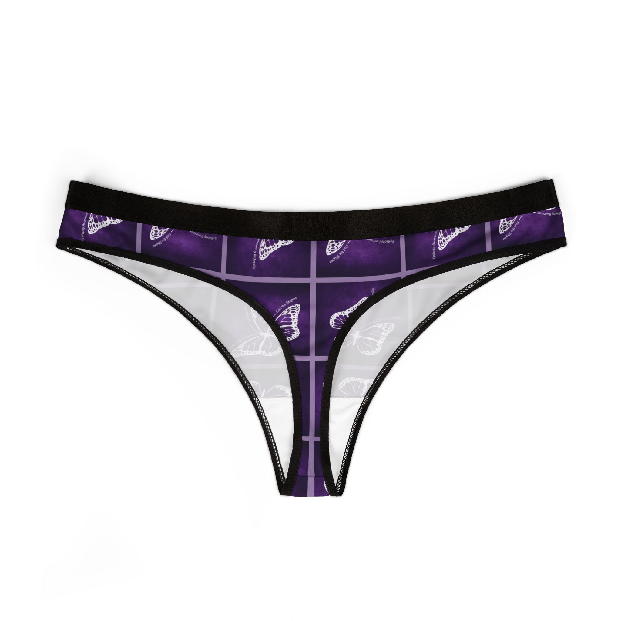 Purple Butterfly Print Women's Thongs - Epilepsy Awareness - Clothing, Underwear - EpiAl's Shop