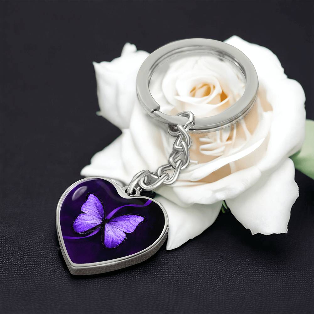 Purple Butterfly Seizure Awareness Keychain - Jewelry - Epileptic Al’s Shop