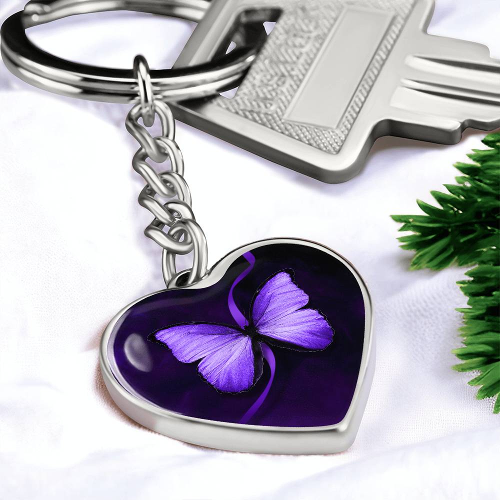 Purple Butterfly Seizure Awareness Keychain - Jewelry - Epileptic Al’s Shop