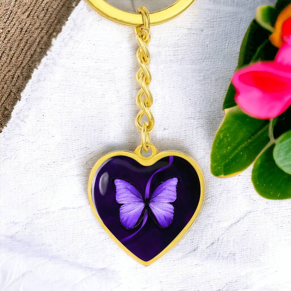 Purple Butterfly Seizure Awareness Keychain - Jewelry - Epileptic Al’s Shop