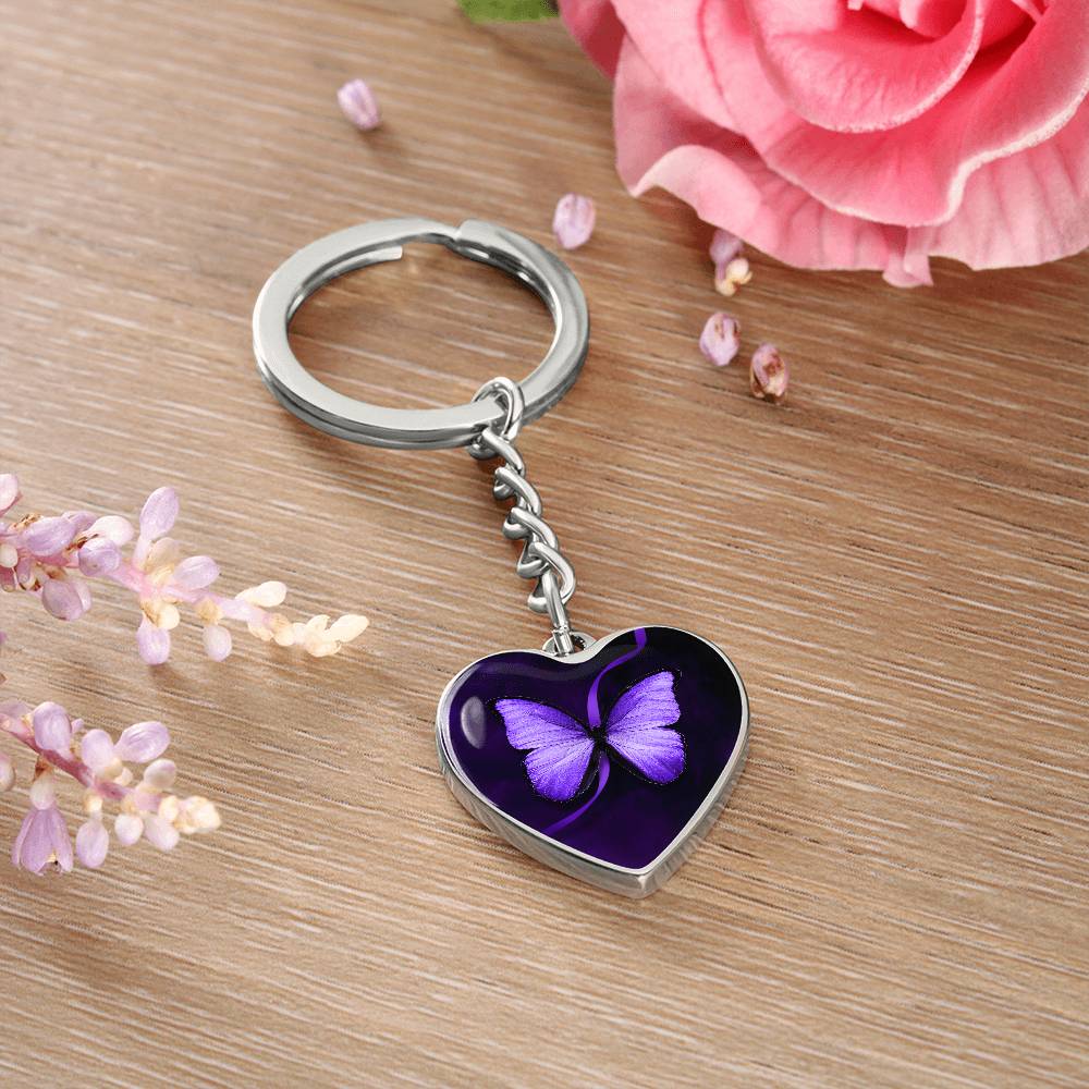 Purple Butterfly Seizure Awareness Keychain - Jewelry - Epileptic Al’s Shop