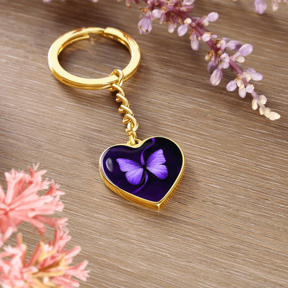 Purple Butterfly Seizure Awareness Keychain - Jewelry - Epileptic Al’s Shop