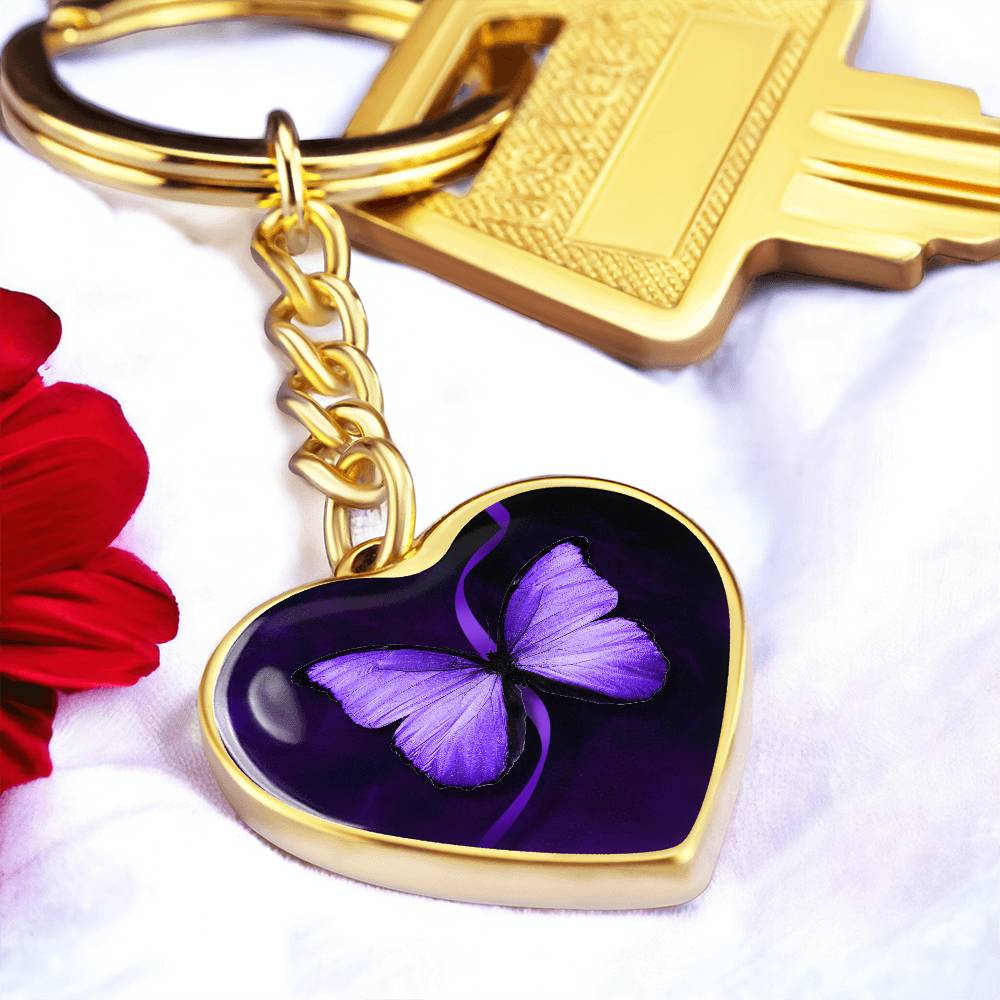 Purple Butterfly Seizure Awareness Keychain - Jewelry - Epileptic Al’s Shop
