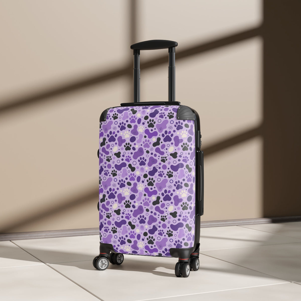 Purple Cat Paw Print Hard-Shell Suitcase | Abstract Cat Lover Luggage - Bags, Suitcases - EpiAl's Shop