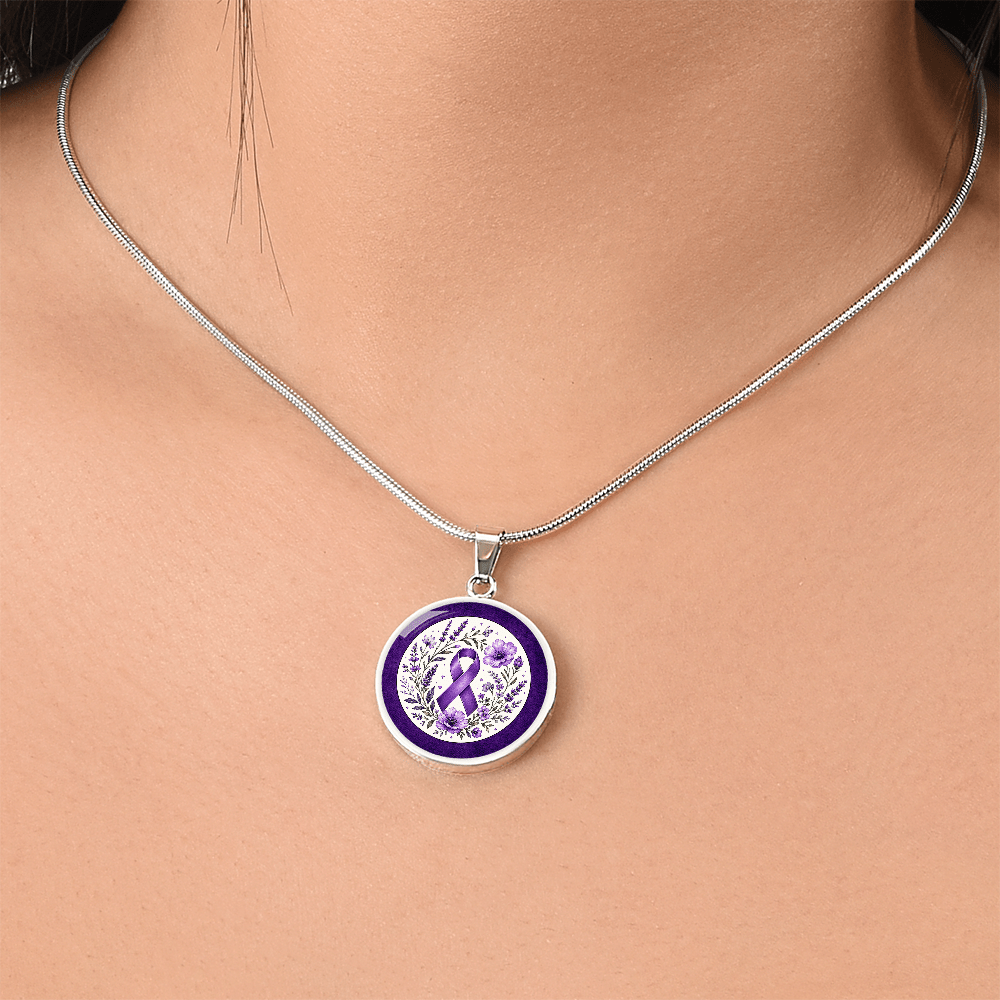Purple Epilepsy Awareness Floral Ribbon Necklace - Jewelry, Necklaces - EpiAl's Shop