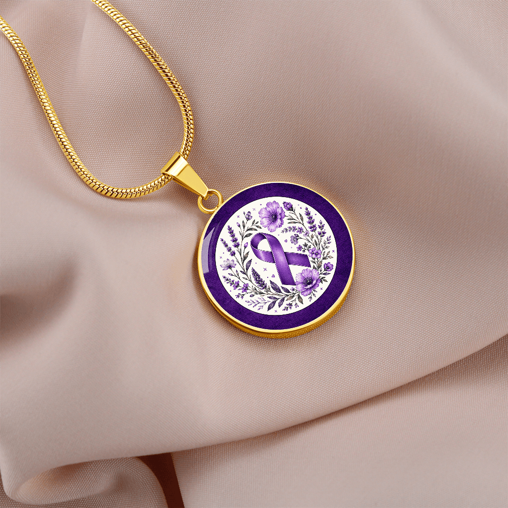 Purple Epilepsy Awareness Floral Ribbon Necklace - Jewelry, Necklaces - EpiAl's Shop