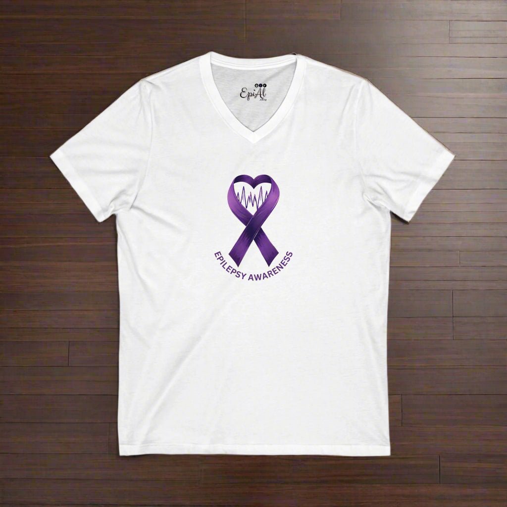 Purple Epilepsy Awareness V - Neck Tee, Awareness Shirt - Clothing, T-shirts - EpiAl's Shop