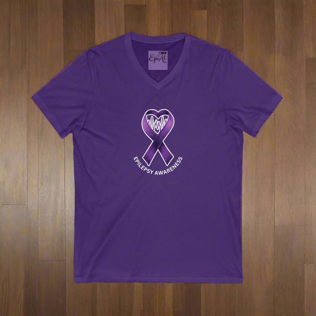 Purple Epilepsy Awareness V - Neck Tee, Awareness Shirt - Clothing, T-shirts - EpiAl's Shop