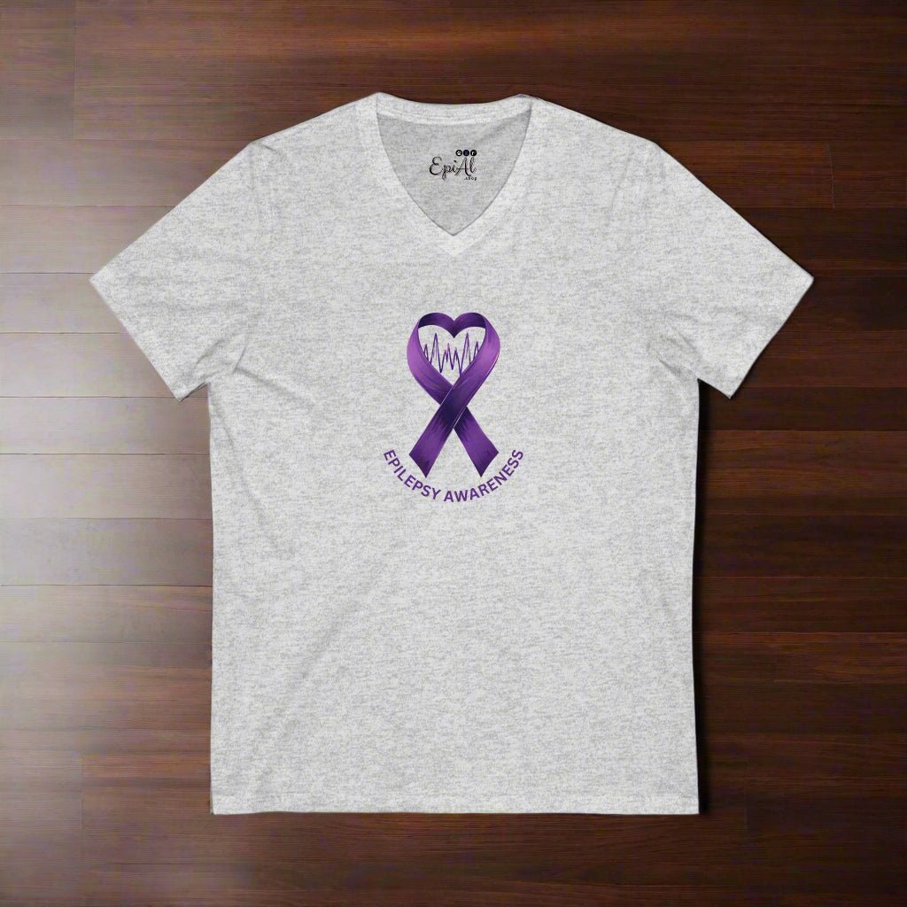 Purple Epilepsy Awareness V - Neck Tee, Awareness Shirt - Clothing, T-shirts - EpiAl's Shop