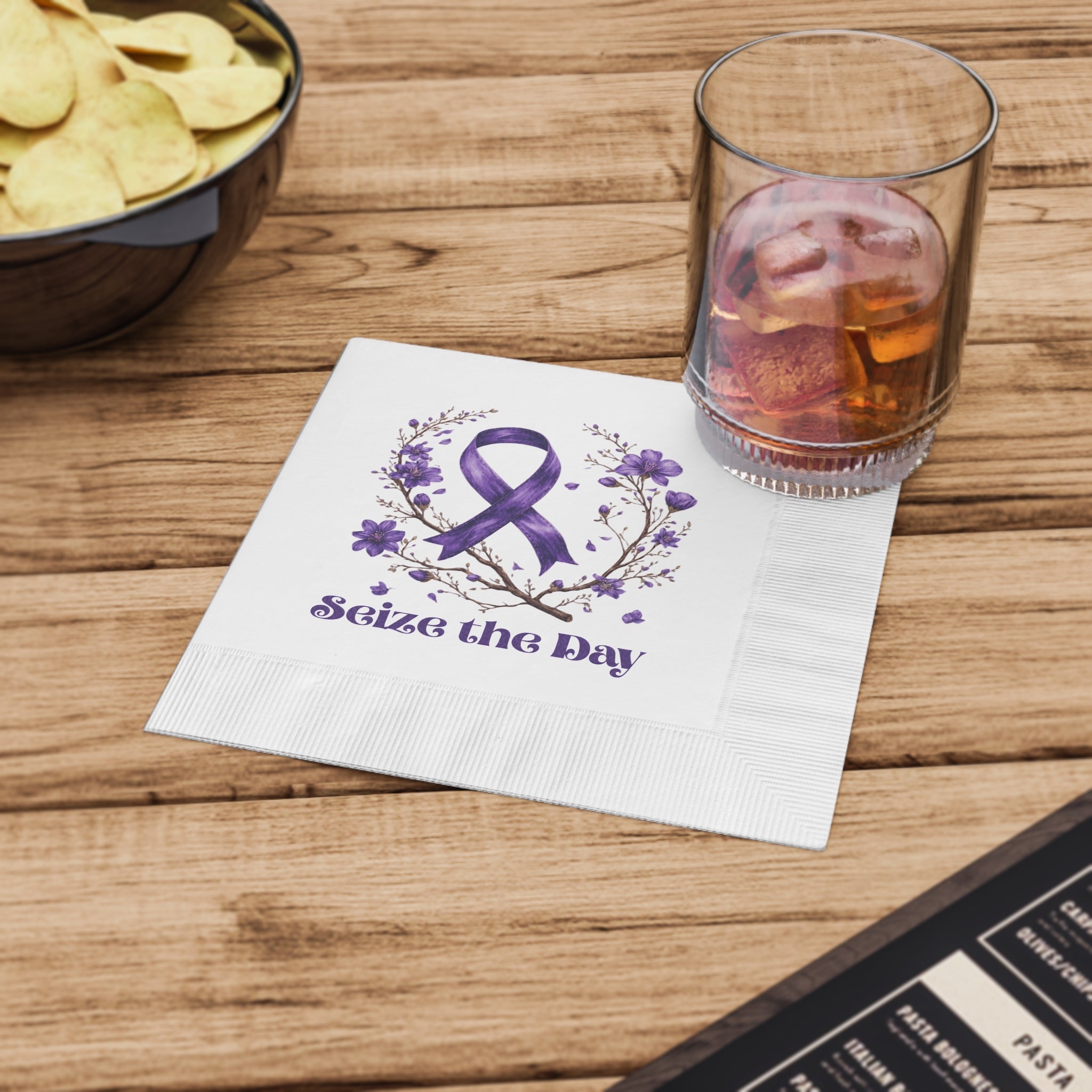 Purple Floral Seize the Day Napkins – Perfect for Celebrations - Paper Products, Napkins - EpiAl's Shop