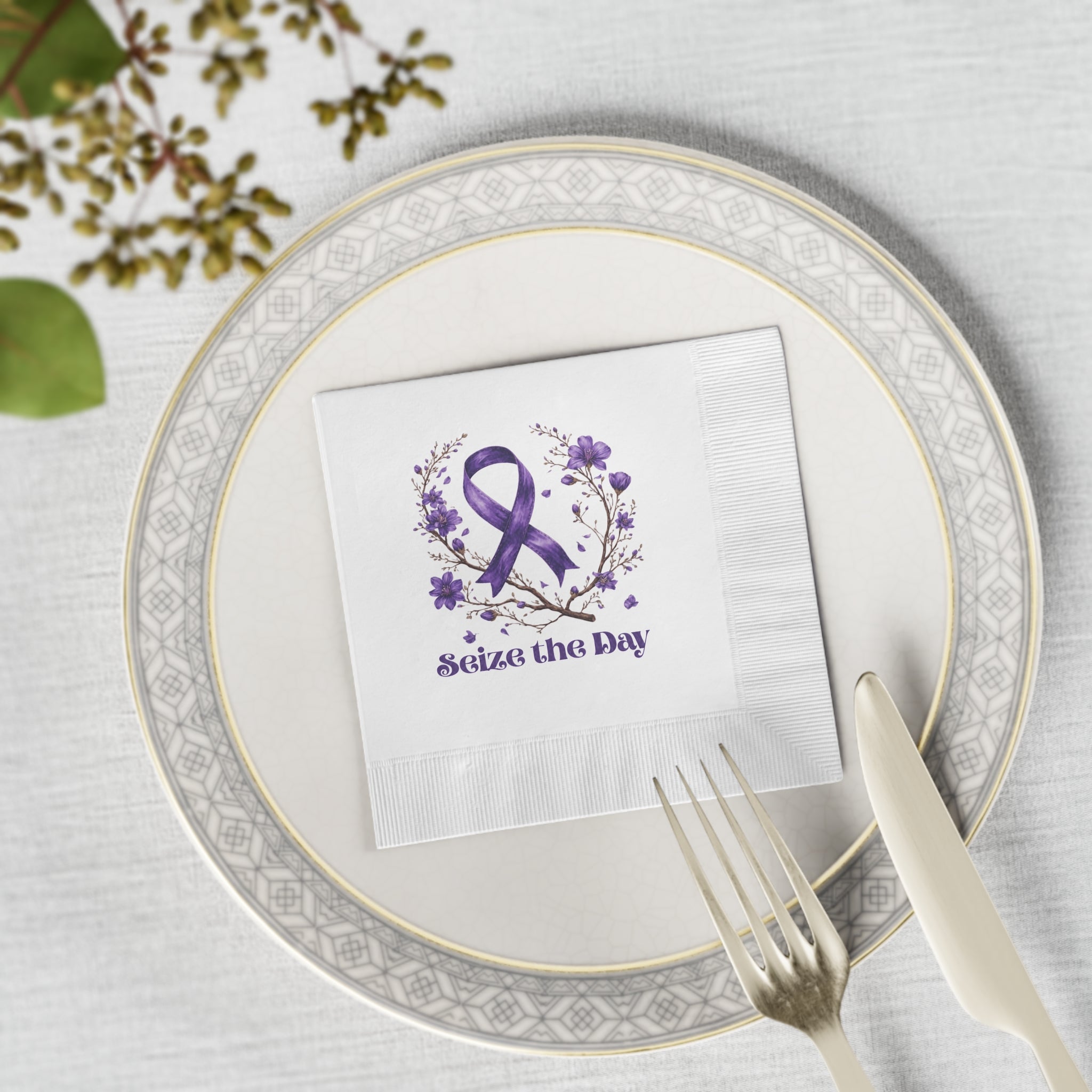 Purple Floral Seize the Day Napkins – Perfect for Celebrations - Paper Products, Napkins - EpiAl's Shop