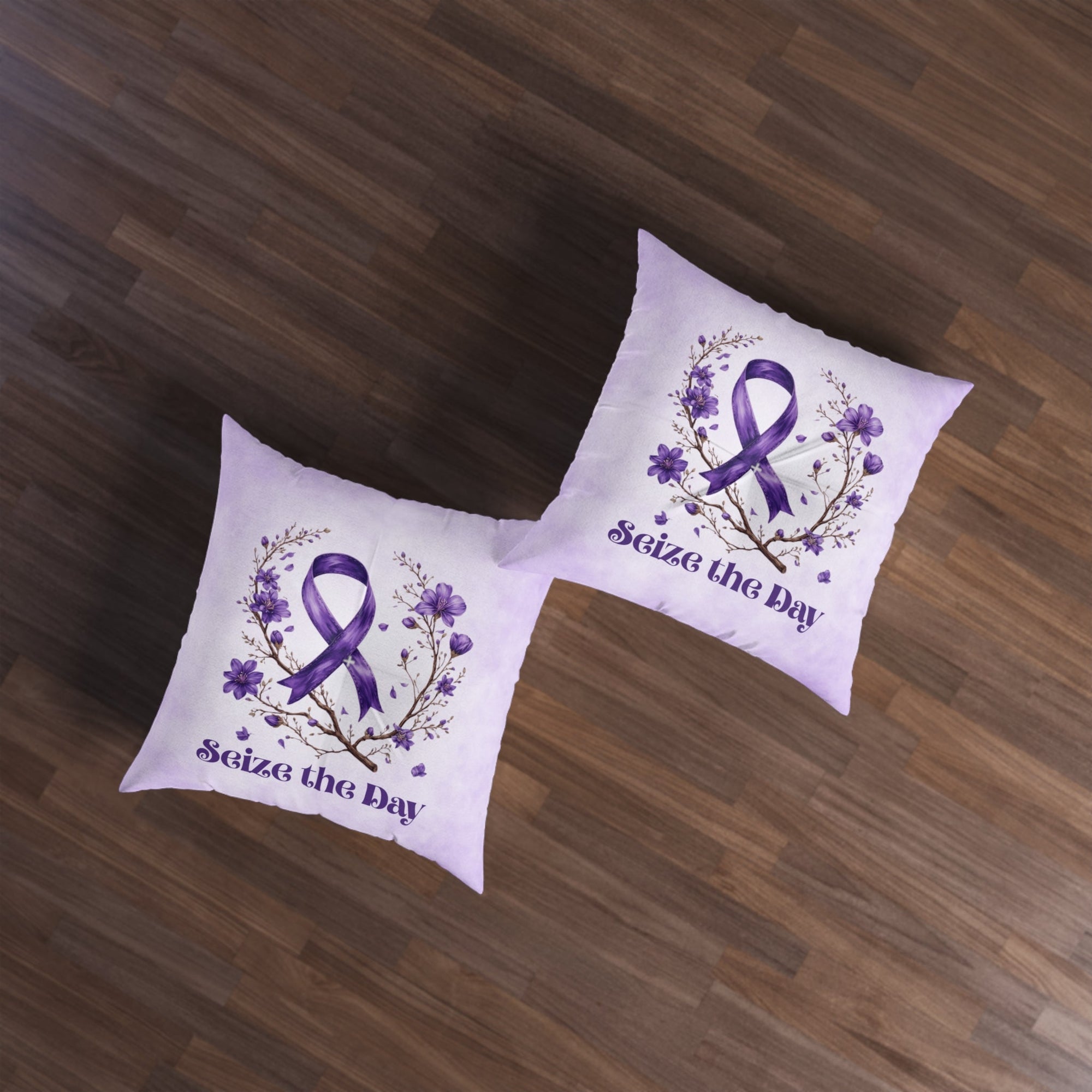 Purple Floral Tufted Floor Pillow - 'Seize the Day' - Home Decor - Decor, Home, Pillows - EpiAl's Shop