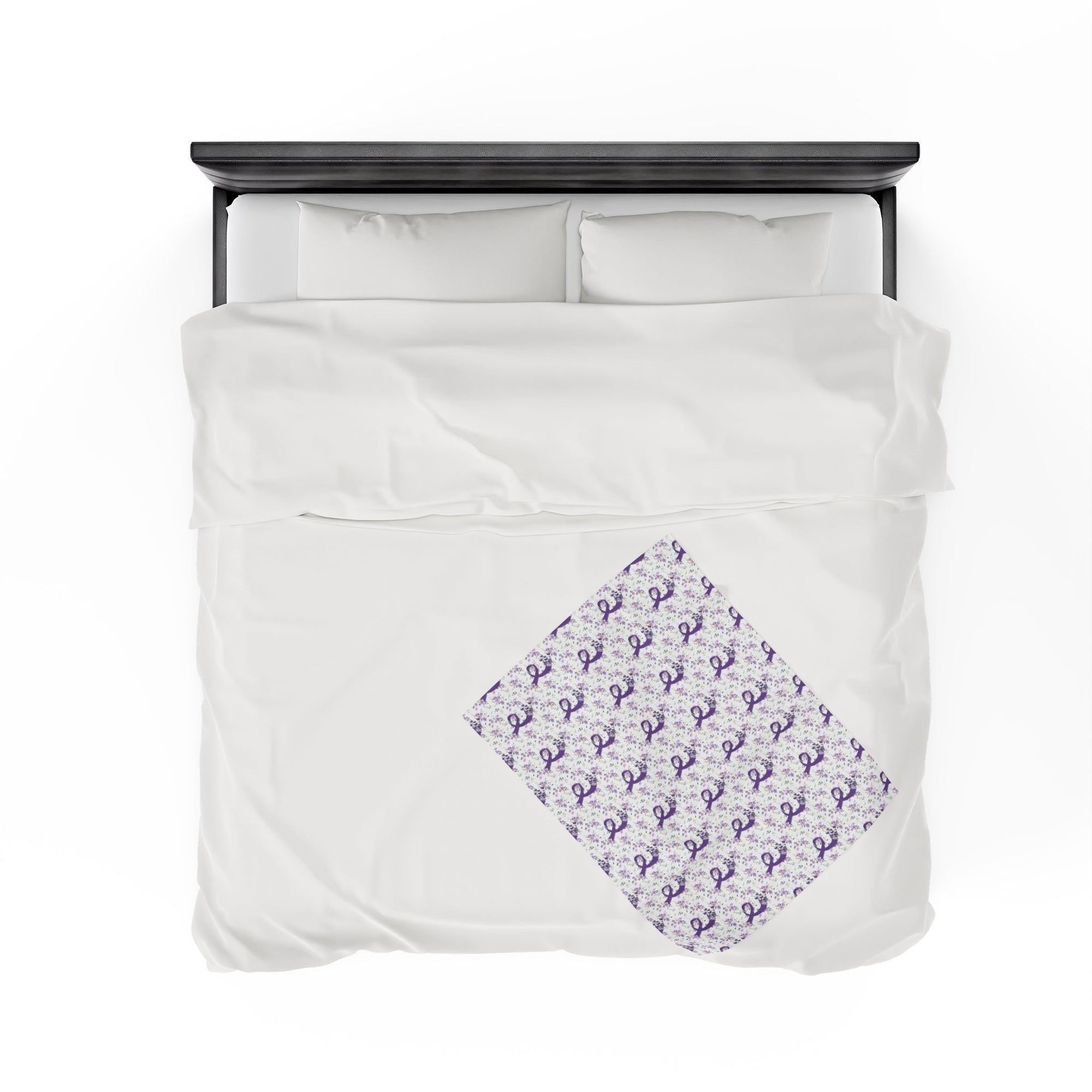 Purple Flowers Epilepsy Awareness Velveteen Plush Blanket - Decor, Blankets & Comforters - EpiAl's Shop