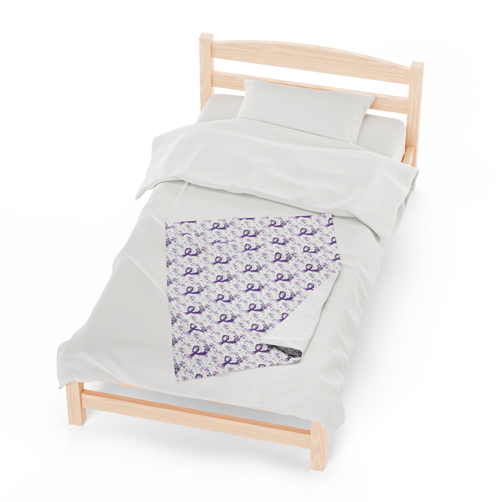 Purple Flowers Epilepsy Awareness Velveteen Plush Blanket - Decor, Blankets & Comforters - EpiAl's Shop