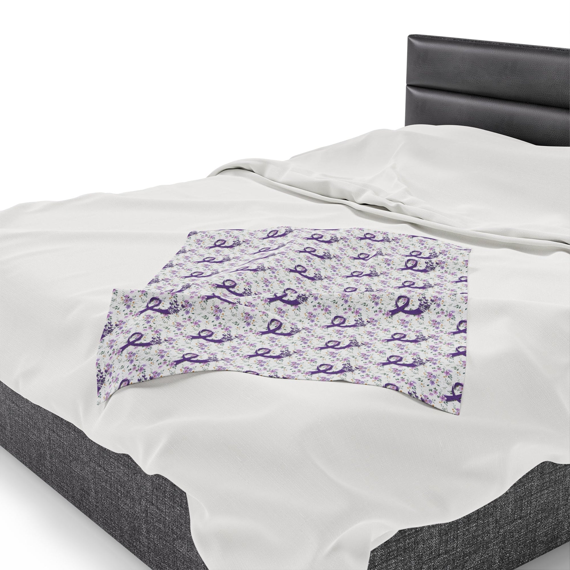 Purple Flowers Epilepsy Awareness Velveteen Plush Blanket - Decor, Blankets & Comforters - EpiAl's Shop