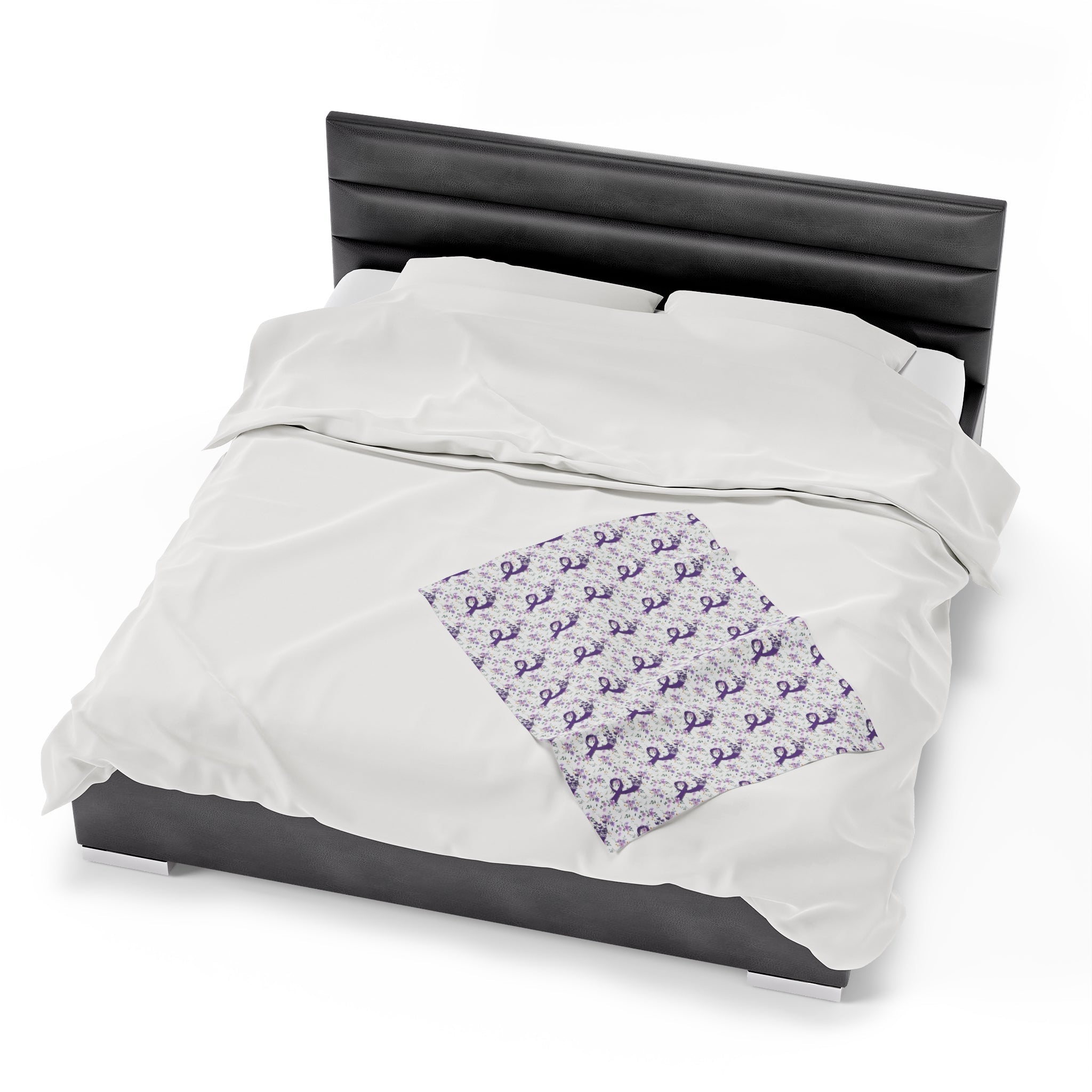 Purple Flowers Epilepsy Awareness Velveteen Plush Blanket - Decor, Blankets & Comforters - EpiAl's Shop