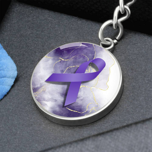 Purple & Gold Epilepsy Awareness Keychain - Jewelry - Epileptic Al’s Shop