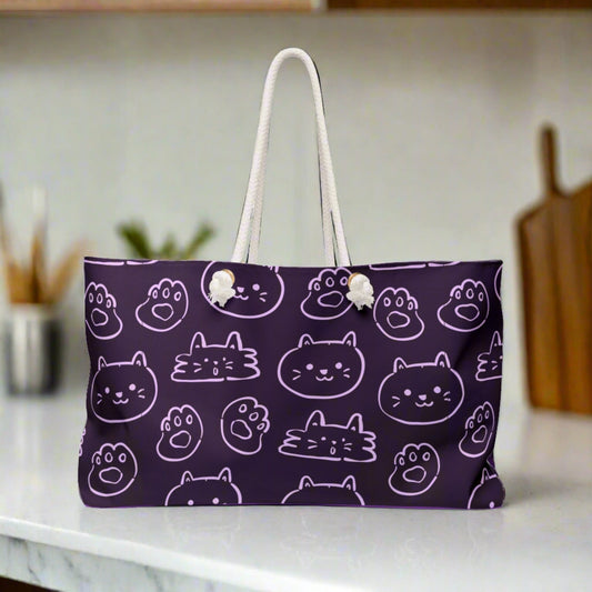 Purple Kitty Kat Weekender Bag - Bags - Epileptic Al’s Shop