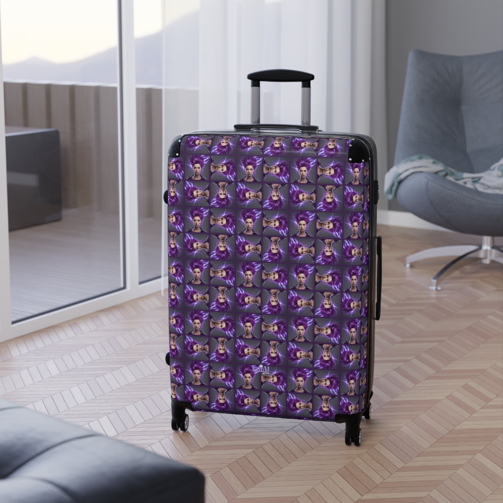 Purple Maze Epilepsy Awareness Suitcase - Bags, Suitcases - EpiAl's Shop