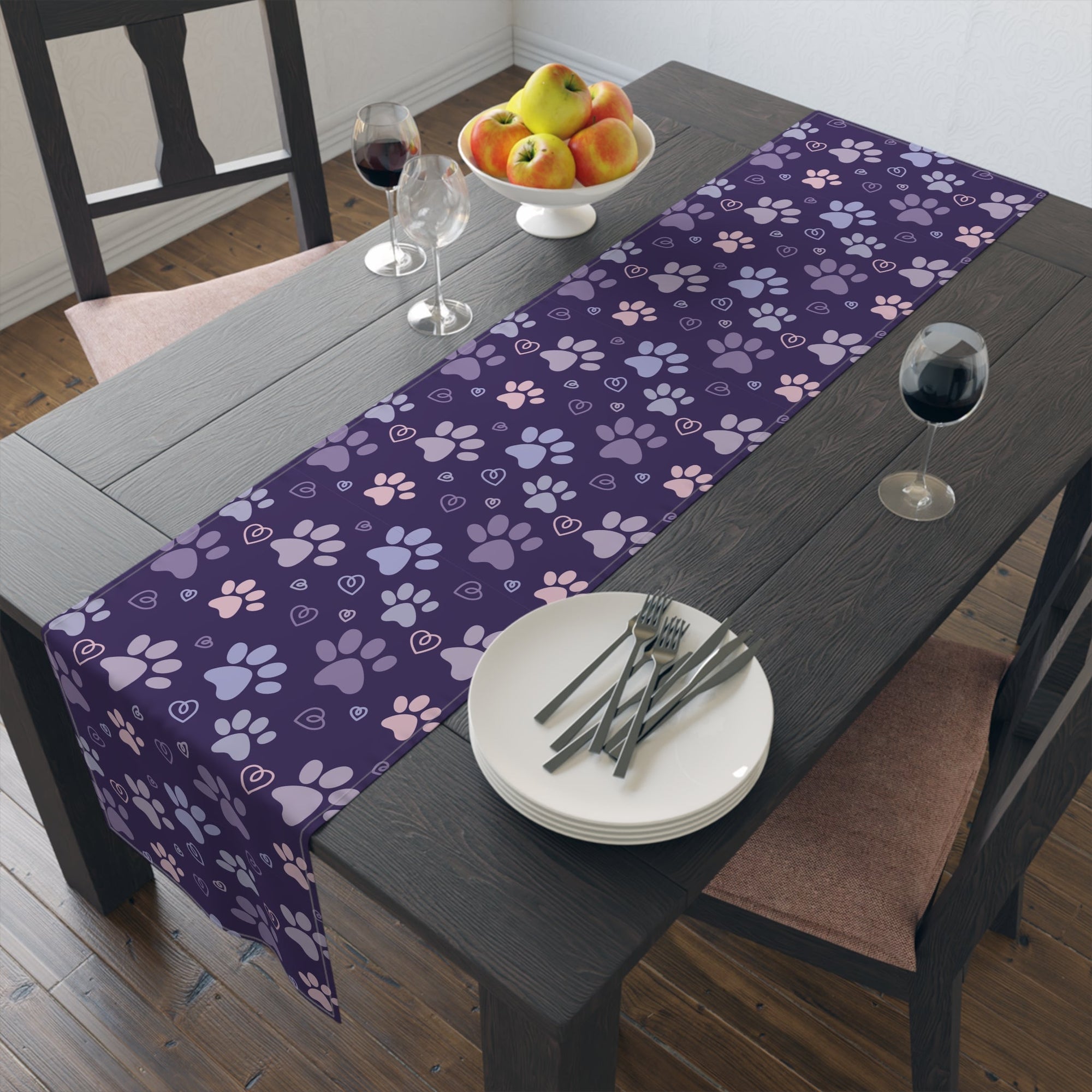 Purple Paw Delight Table Runner (Cotton, Poly) - Home Decor - Epileptic Al’s Shop