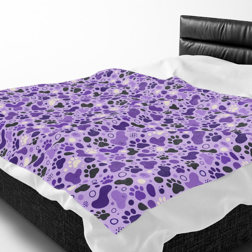 Purple Paw Print Plush Blanket | Cat & Dog Lover Cozy Throw Blanket - Decor, Blankets, Throw - EpiAl's Shop