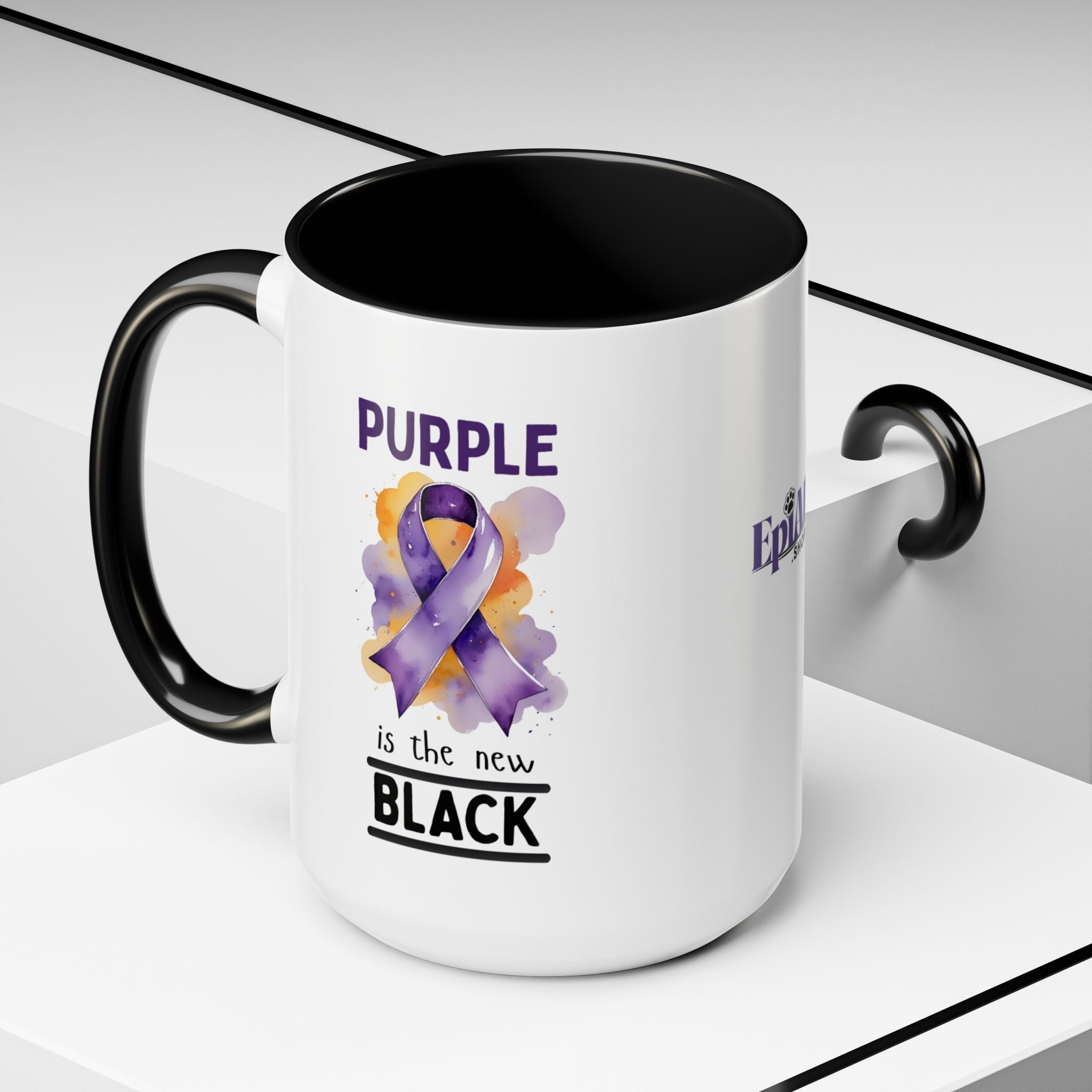 Purple Ribbon Accent Coffee Mug - Drinkware, Coffee Mugs - EpiAl's Shop