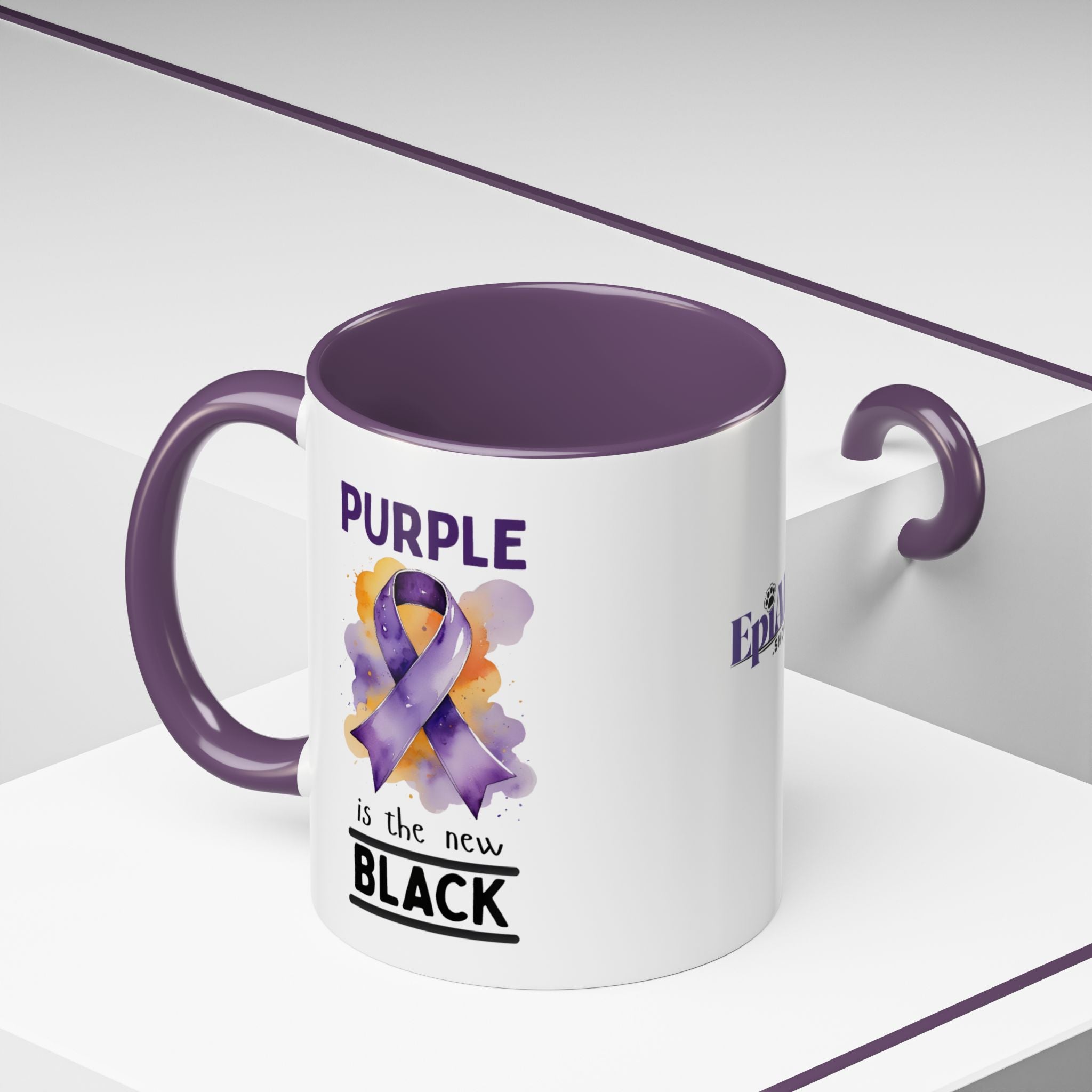 Purple Ribbon Accent Coffee Mug - Drinkware, Coffee Mugs - EpiAl's Shop