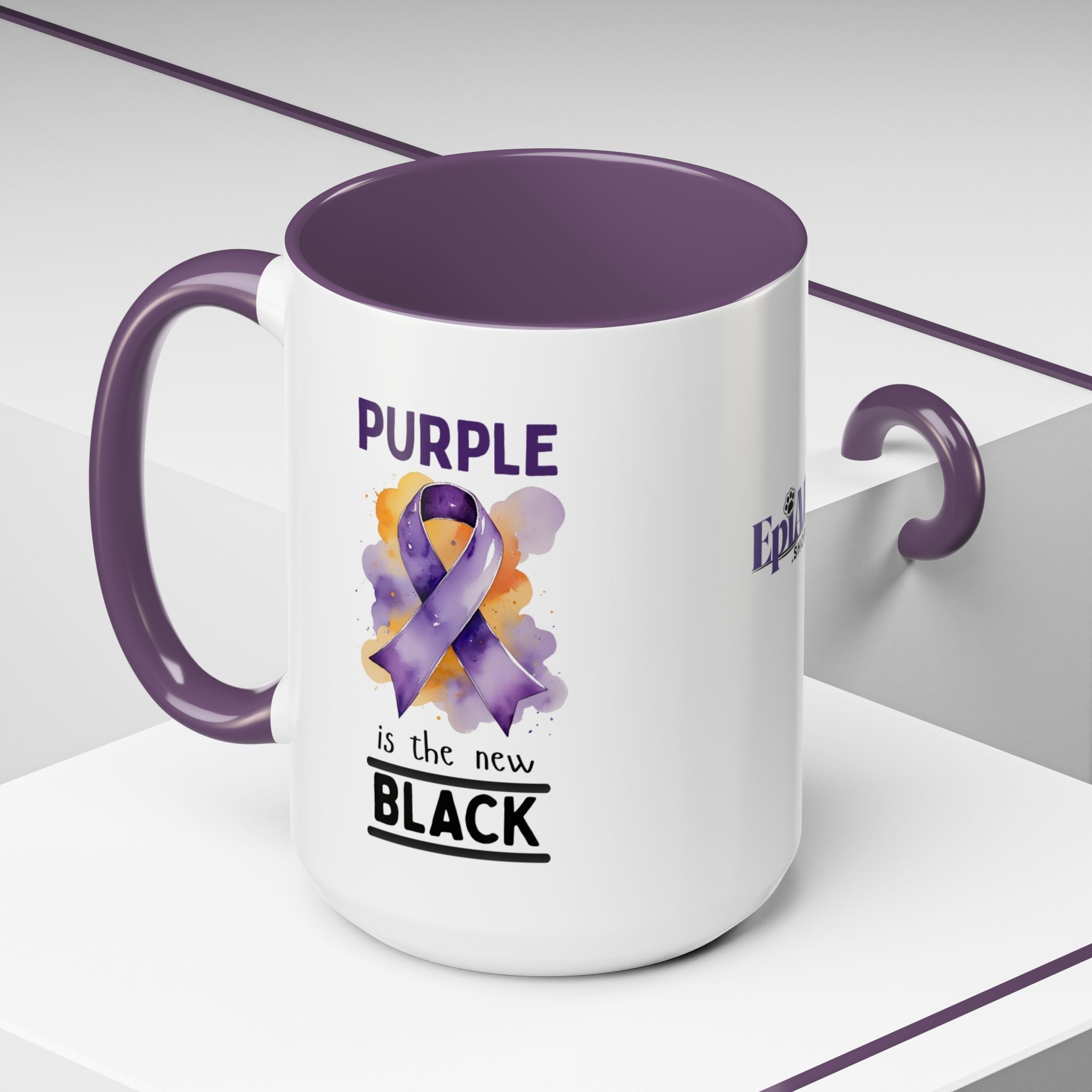 Purple Ribbon Accent Coffee Mug - Drinkware, Coffee Mugs - EpiAl's Shop