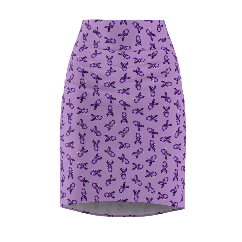 Purple Ribbon and Lightning Epilepsy Awareness Pencil Skirt - Clothing, Women, Skirts - EpiAl's Shop
