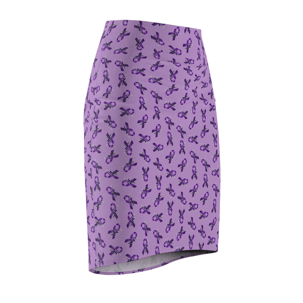 Purple Ribbon and Lightning Epilepsy Awareness Pencil Skirt - Clothing, Women, Skirts - EpiAl's Shop