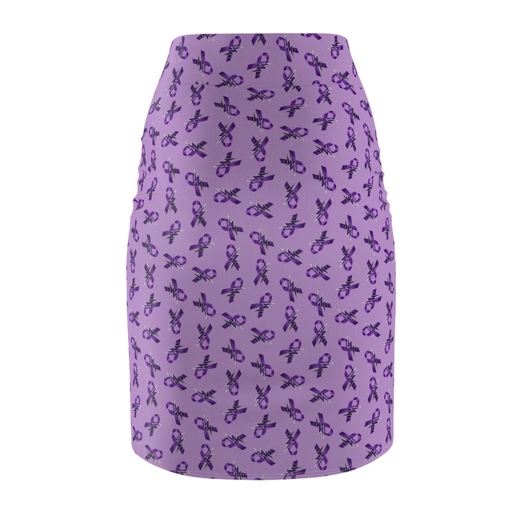 Purple Ribbon and Lightning Epilepsy Awareness Pencil Skirt - Clothing, Women, Skirts - EpiAl's Shop
