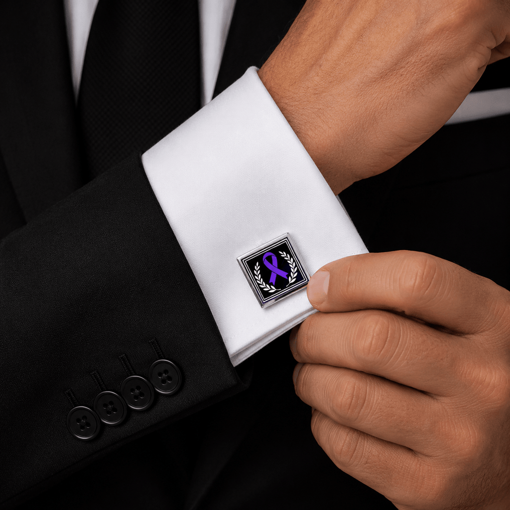 Purple Ribbon Awareness Cufflinks | Epilepsy Awareness Formal Accessories - Jewelry, Cufflinks - EpiAl's Shop