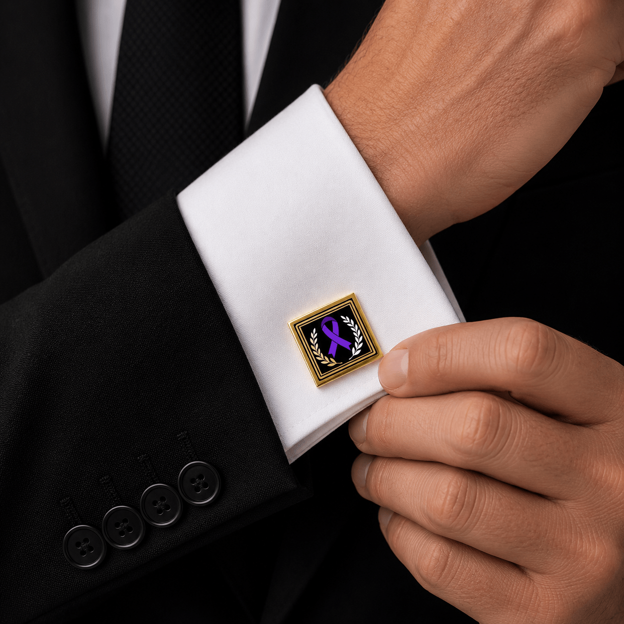 Purple Ribbon Awareness Cufflinks | Epilepsy Awareness Formal Accessories - Jewelry, Cufflinks - EpiAl's Shop