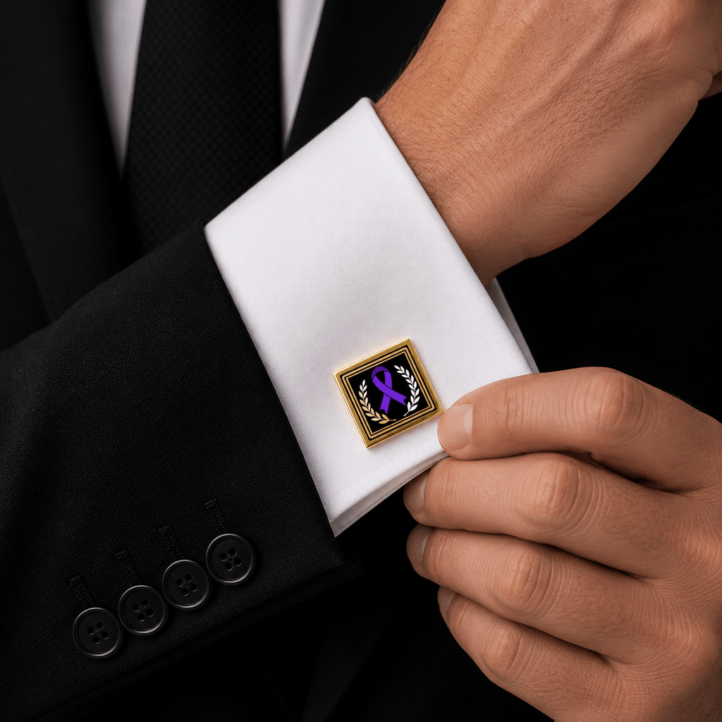 Purple Ribbon Awareness Cufflinks | Epilepsy Awareness Formal Accessories - Jewelry, Cufflinks - EpiAl's Shop
