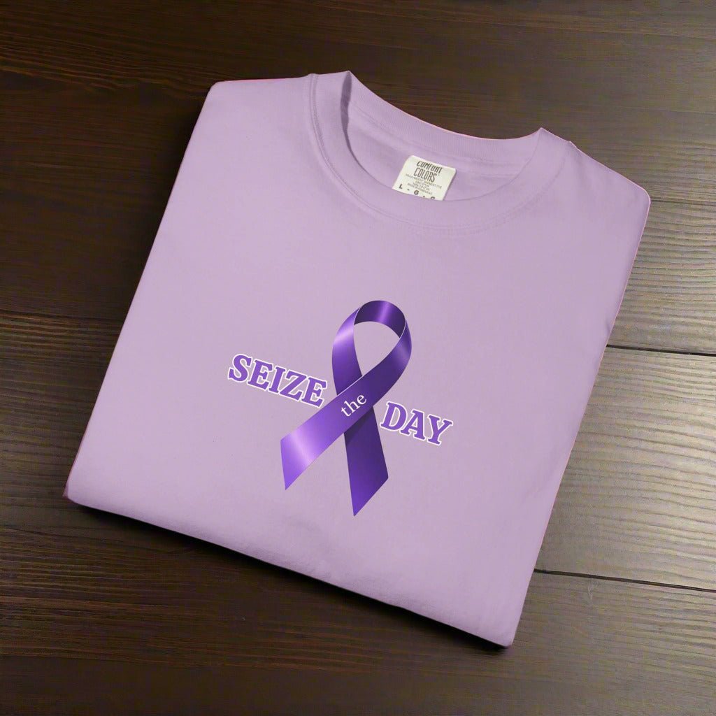 Purple Ribbon Awareness | Seize the Day Tee - Clothing, T-shirts - EpiAl's Shop