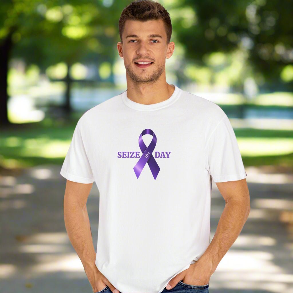 Purple Ribbon Awareness | Seize the Day Tee - Clothing, T-shirts - EpiAl's Shop