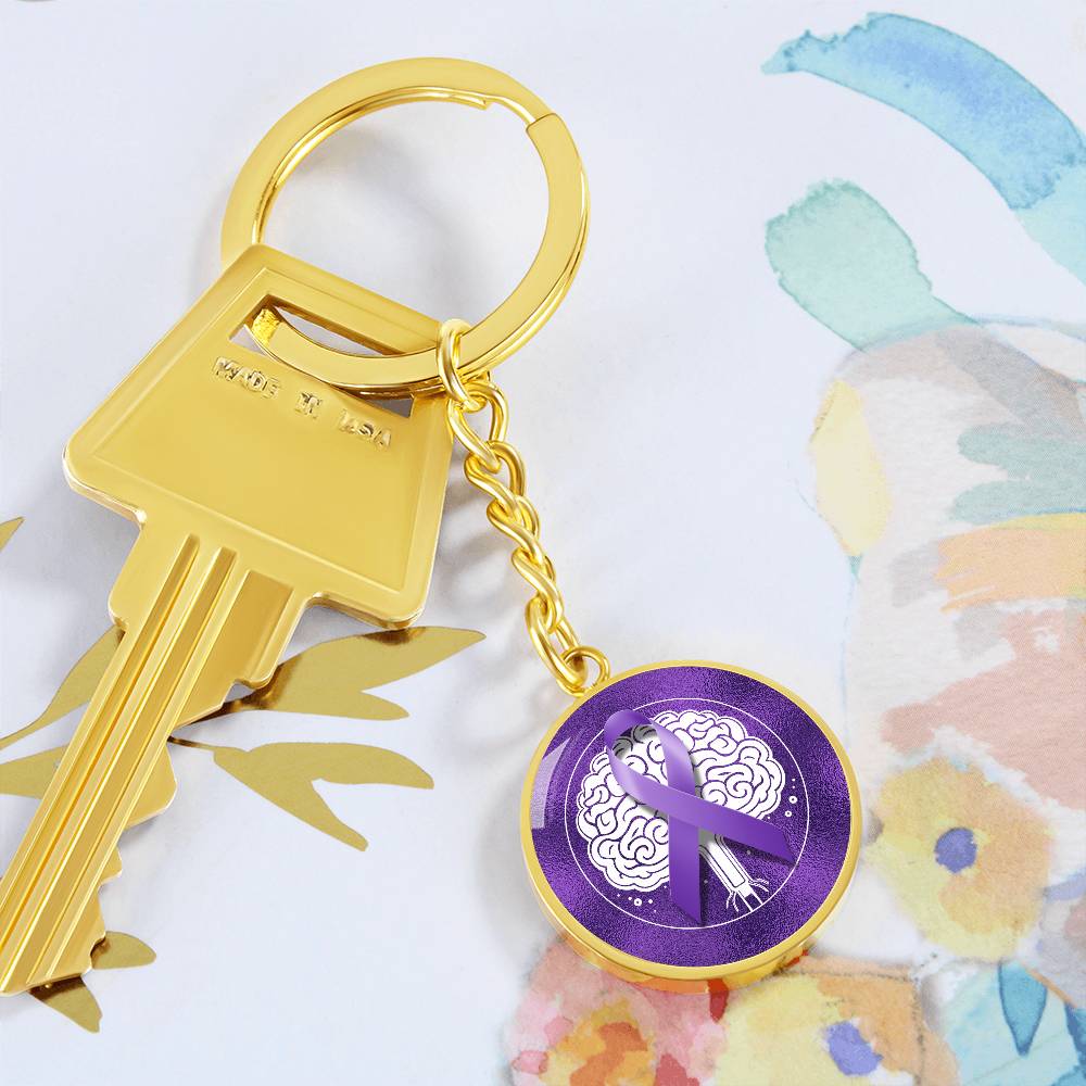 Purple Ribbon Brain Keychain - Jewelry - Epileptic Al’s Shop