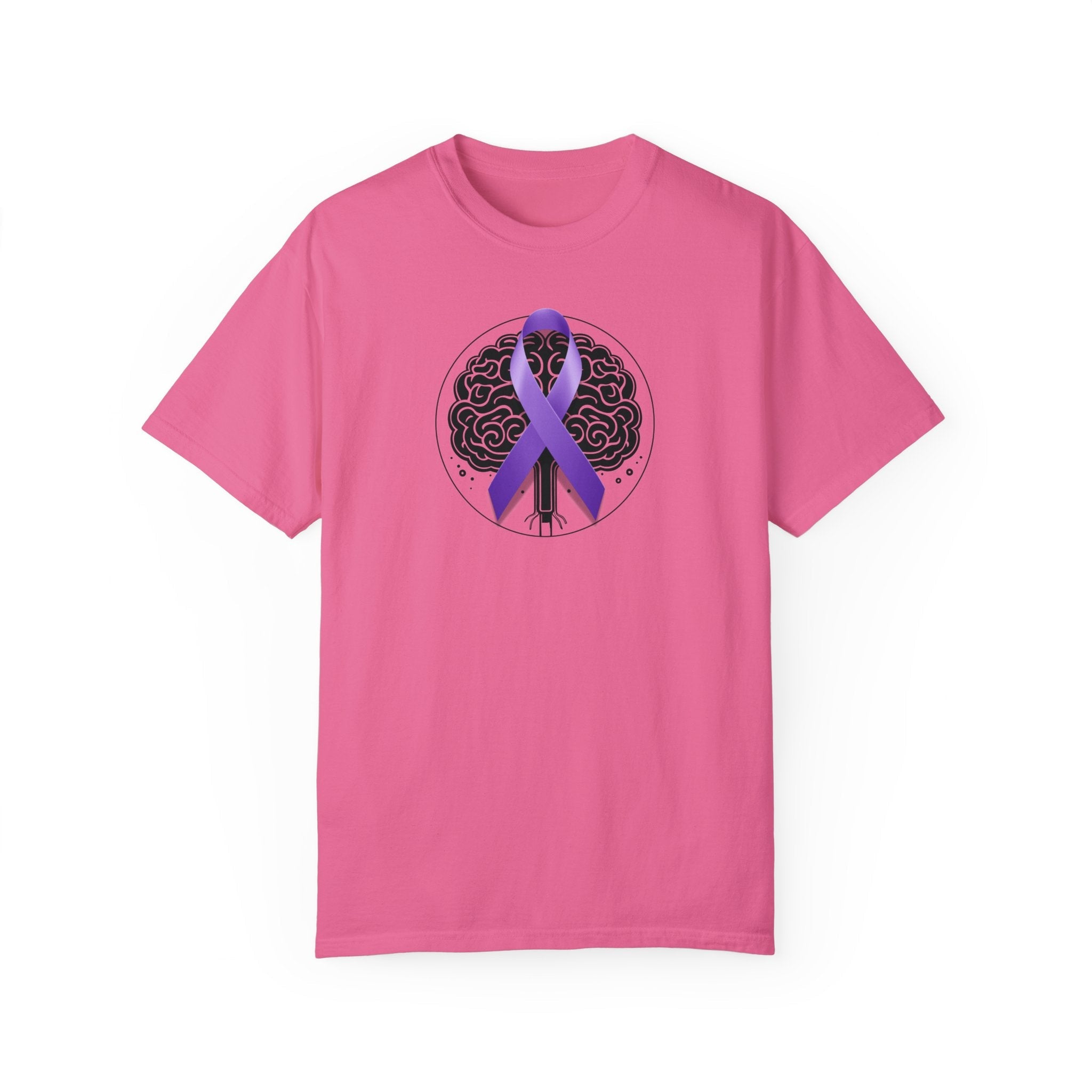 Purple Ribbon Brain Unisex Garment - Dyed T - shirt - T - Shirt - Epileptic Al’s Shop